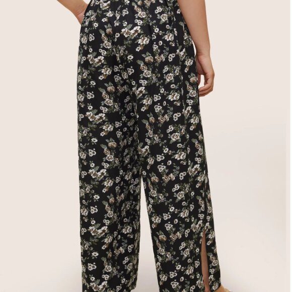 LAST CHANCE - Ditsy Floral Ties Split Hem Wide Leg Pants - Picture 3 of 5